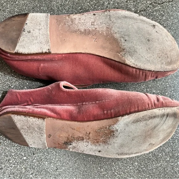 DOEN Pink Velvet Mary Jane Slippers Ballet Flats - Picture 5 of 12